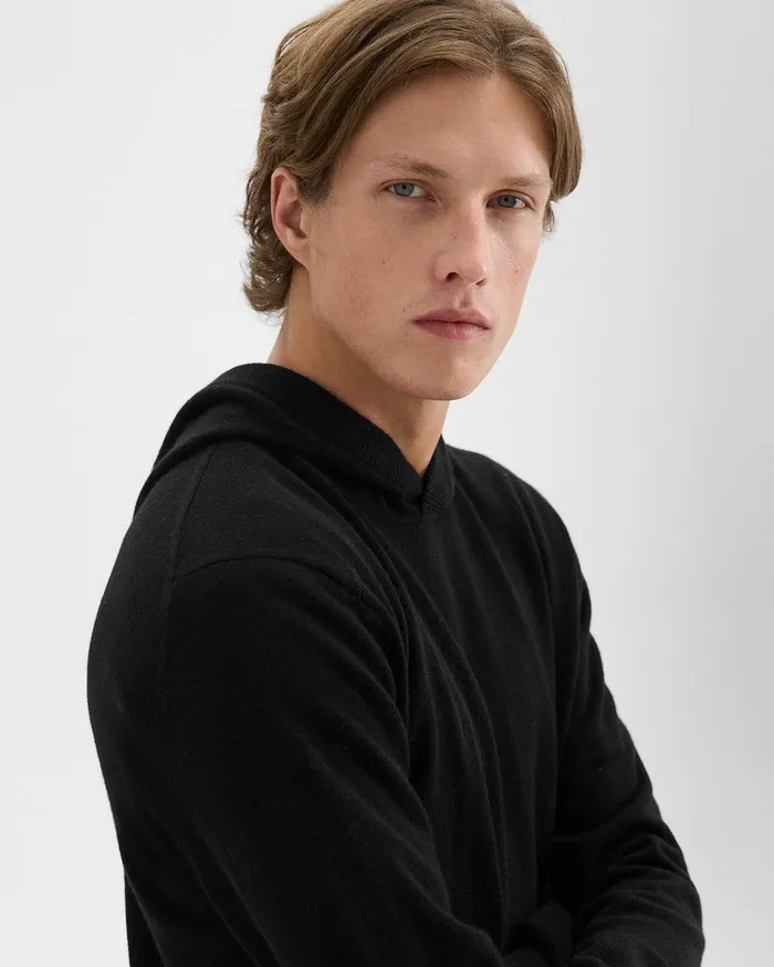 Men Sweaters Cardigans Theory Hilles Hoodie In Cashmere Black