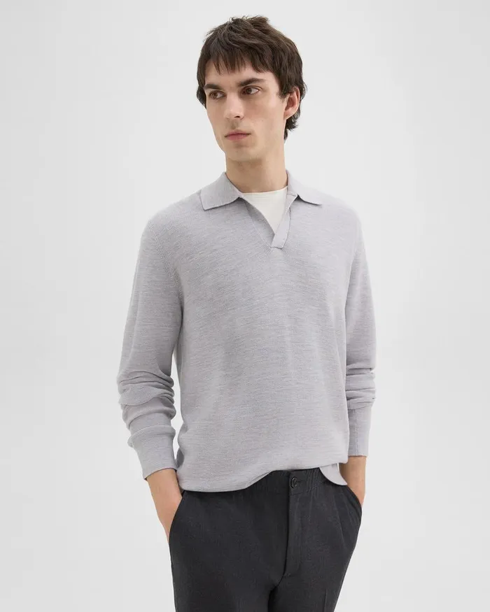 Men Sweaters Cardigans Theory Johnny Collar Sweater In Merino Wool Vapor Melange