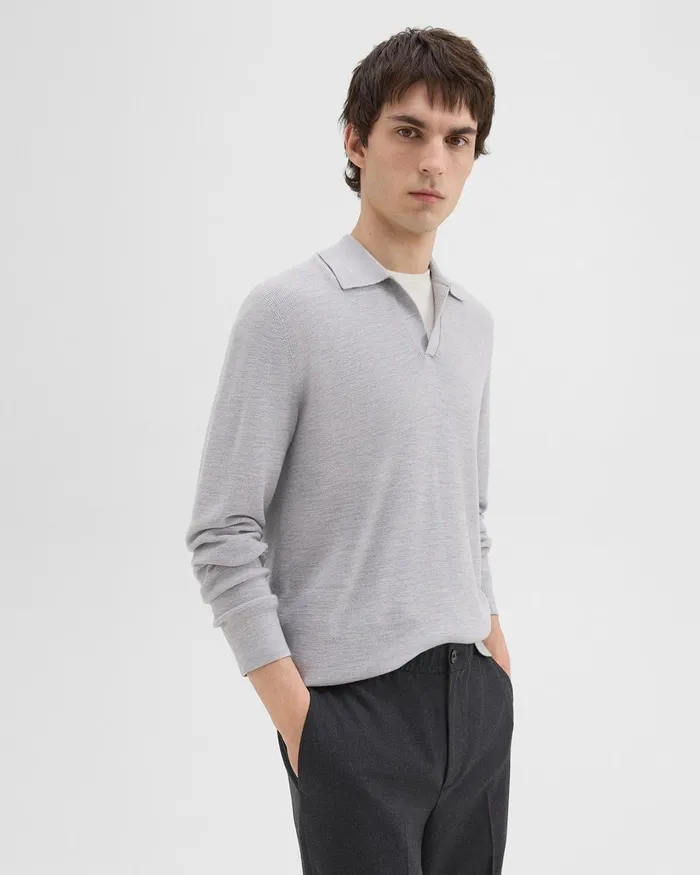 Men Sweaters Cardigans Theory Johnny Collar Sweater In Merino Wool Vapor Melange