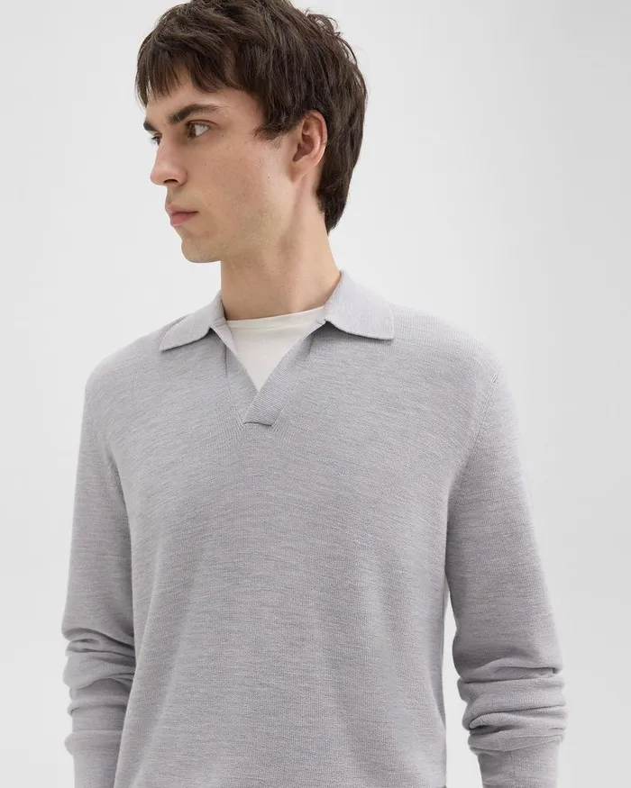 Men Sweaters Cardigans Theory Johnny Collar Sweater In Merino Wool Vapor Melange