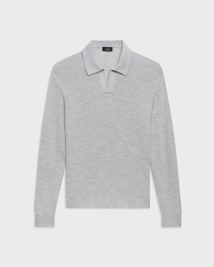 Men Sweaters Cardigans Theory Johnny Collar Sweater In Merino Wool Vapor Melange