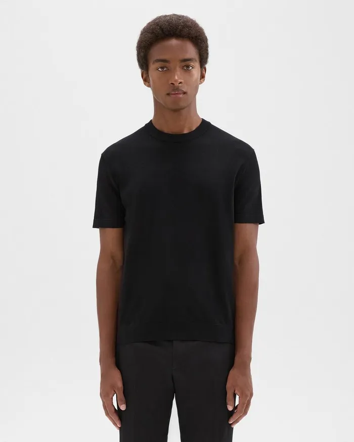 Men Sweaters Cardigans Theory Sarior Tee In Light Bilen Black