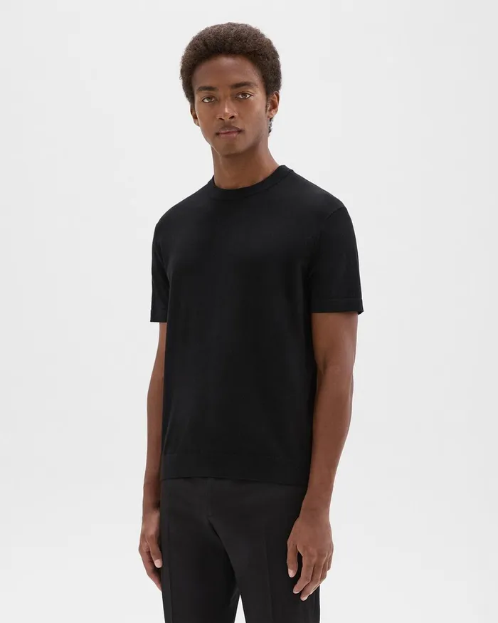 Men Sweaters Cardigans Theory Sarior Tee In Light Bilen Black
