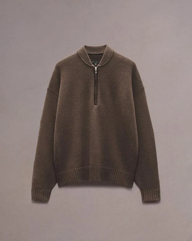 Men Sweaters Rag and Bone Clarkson HalfZip Sweater Slate Brown