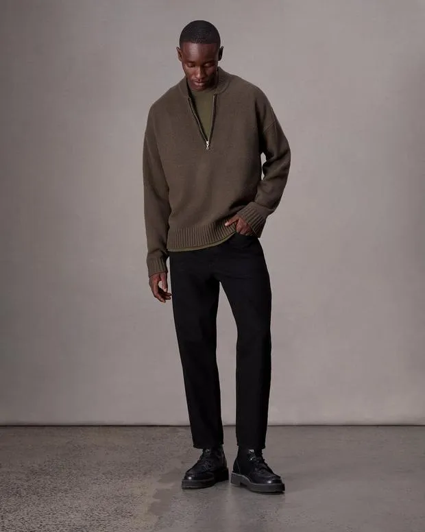 Men Sweaters Rag and Bone Clarkson HalfZip Sweater Slate Brown