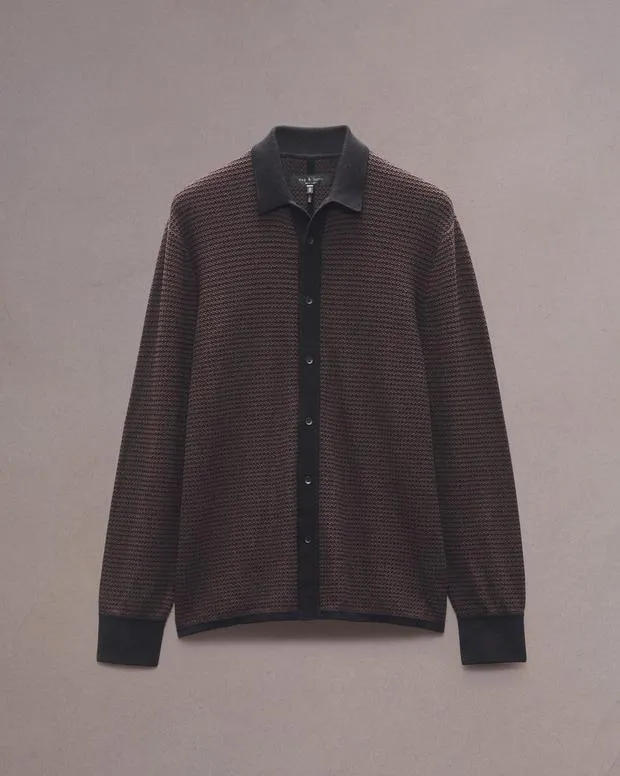 Men Sweaters Rag and Bone Hayes Button Up Shirt Slate Brown