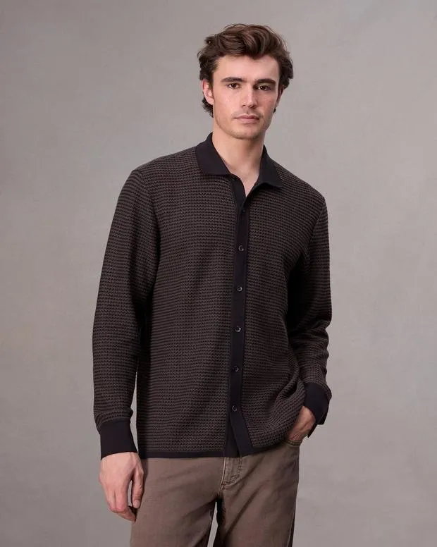 Men Sweaters Rag and Bone Hayes Button Up Shirt Slate Brown