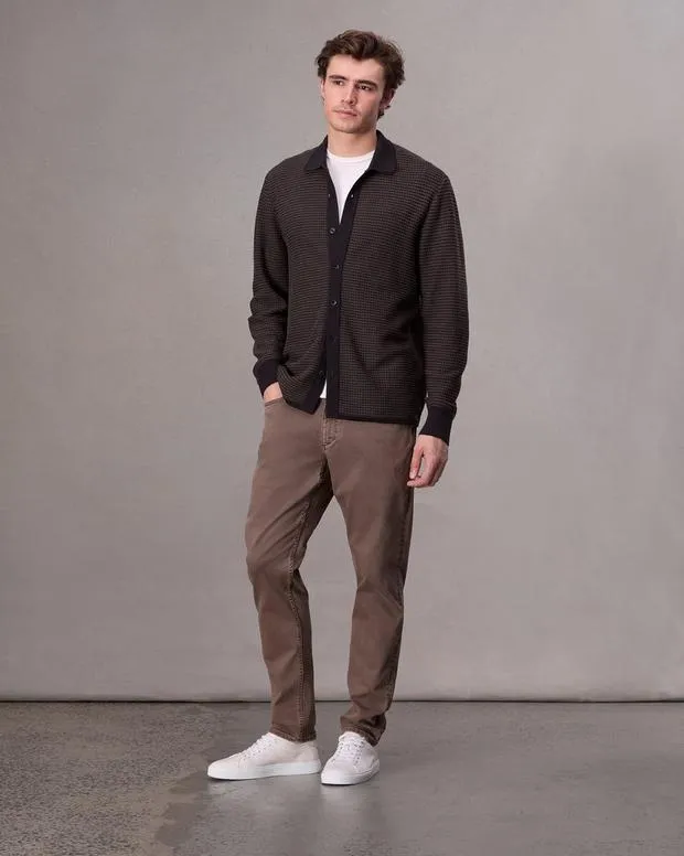 Men Sweaters Rag and Bone Hayes Button Up Shirt Slate Brown