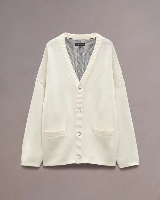 Men Sweaters Rag and Bone Keaton Cotton Cardigan Ivory