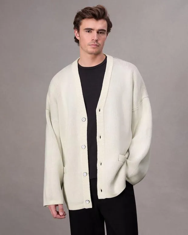 Men Sweaters Rag and Bone Keaton Cotton Cardigan Ivory