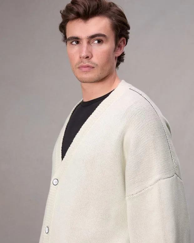 Men Sweaters Rag and Bone Keaton Cotton Cardigan Ivory