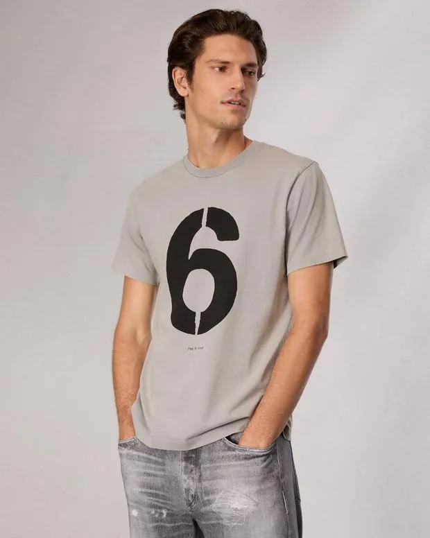 Men TShirts and Henleys Rag and Bone Rb Number 6 TShirt Washed Grey