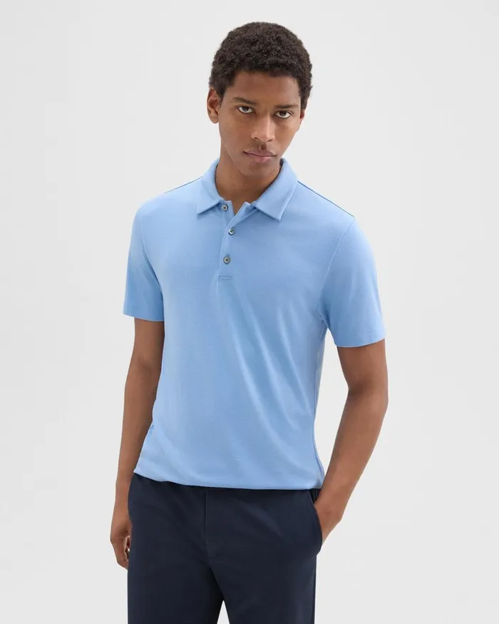 Men TShirts Polos Theory Bron Polo Shirt In Anemone Modal Jersey Powder Blue