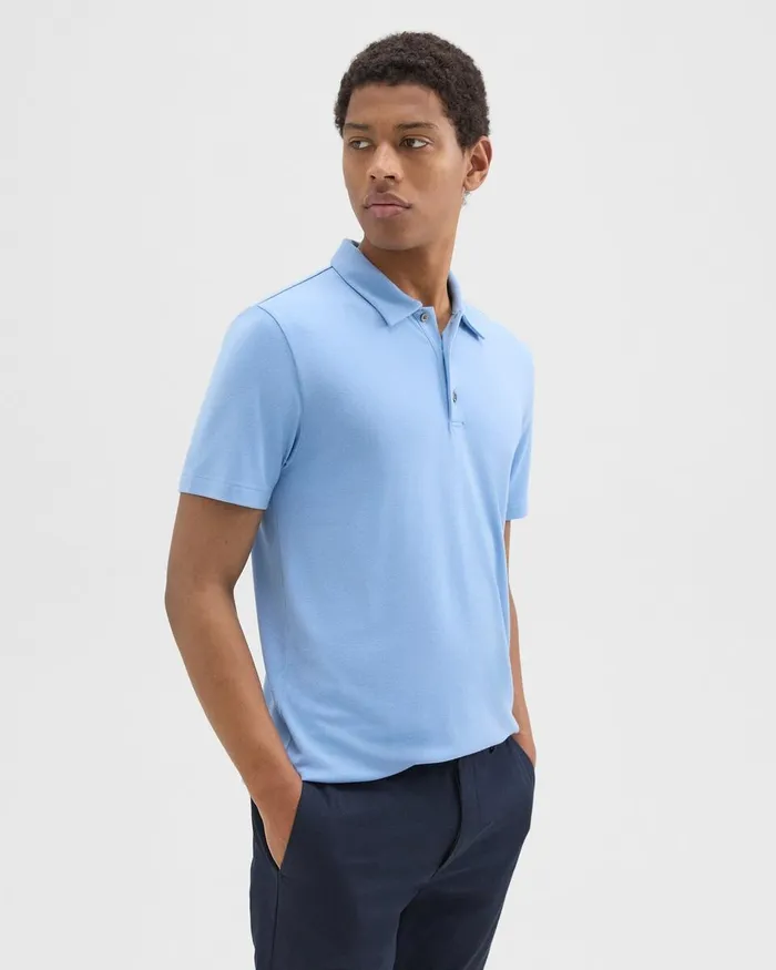 Men TShirts Polos Theory Bron Polo Shirt In Anemone Modal Jersey Powder Blue