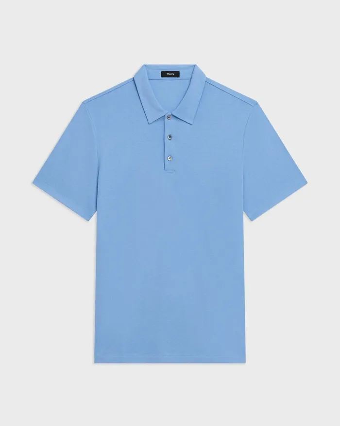Men TShirts Polos Theory Bron Polo Shirt In Anemone Modal Jersey Powder Blue