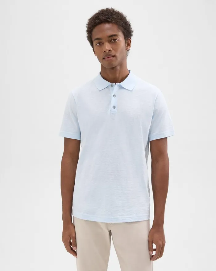 Men TShirts Polos Theory Bron Polo Shirt In Cosmos Slub Cotton Skylight