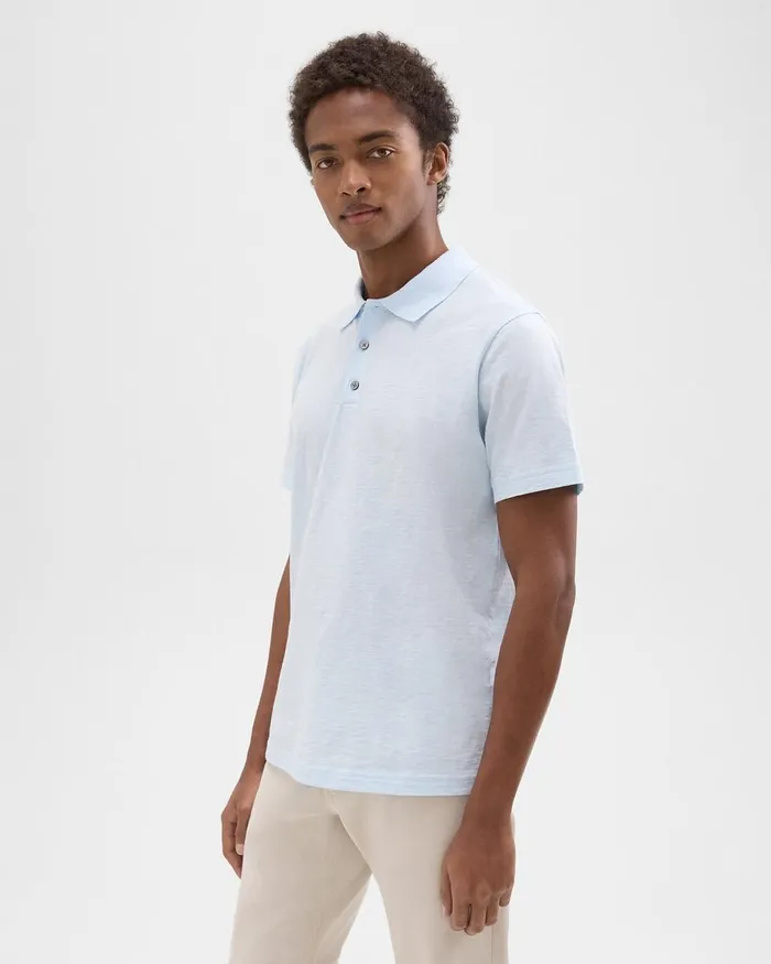 Men TShirts Polos Theory Bron Polo Shirt In Cosmos Slub Cotton Skylight