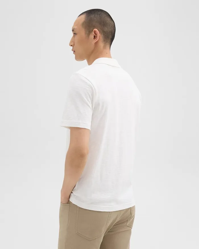 Men TShirts Polos Theory Bron Polo Shirt In Cosmos Slub Cotton White