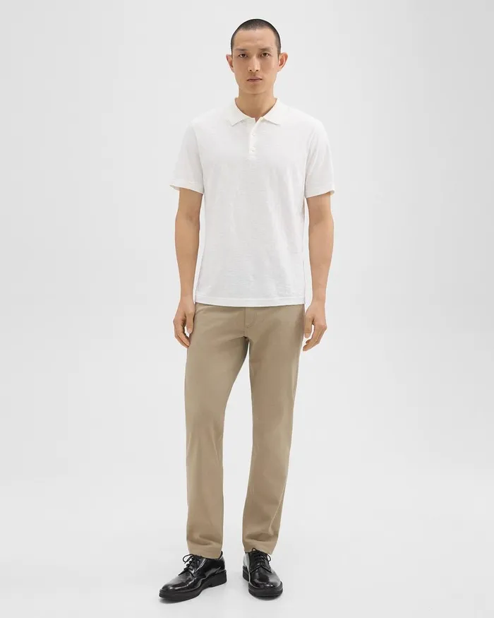 Men TShirts Polos Theory Bron Polo Shirt In Cosmos Slub Cotton White