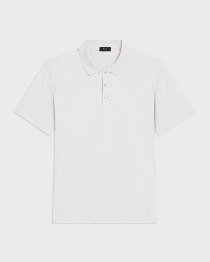 Men TShirts Polos Theory Bron Polo Shirt In Cosmos Slub Cotton White