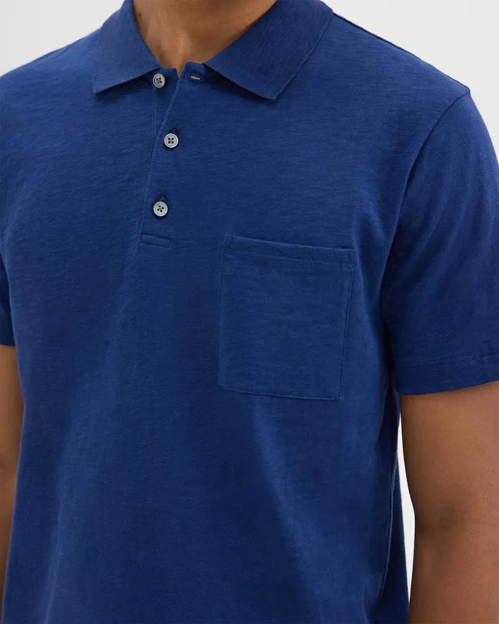 Men TShirts Polos Theory Bron Polo Shirt In Slub Cotton Ocean