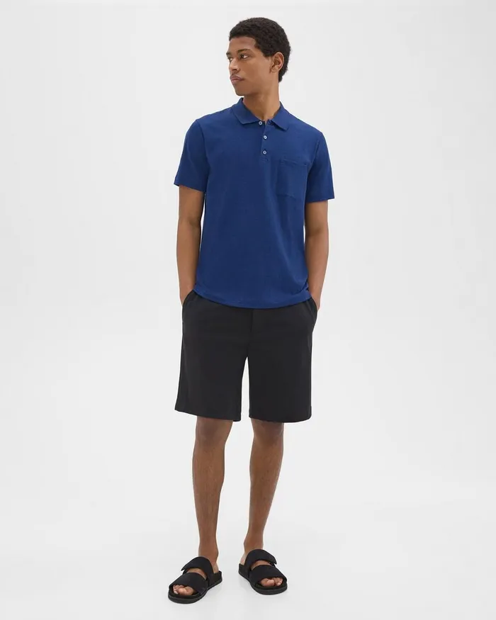 Men TShirts Polos Theory Bron Polo Shirt In Slub Cotton Ocean