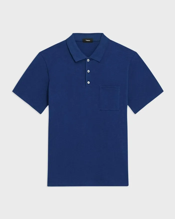 Men TShirts Polos Theory Bron Polo Shirt In Slub Cotton Ocean