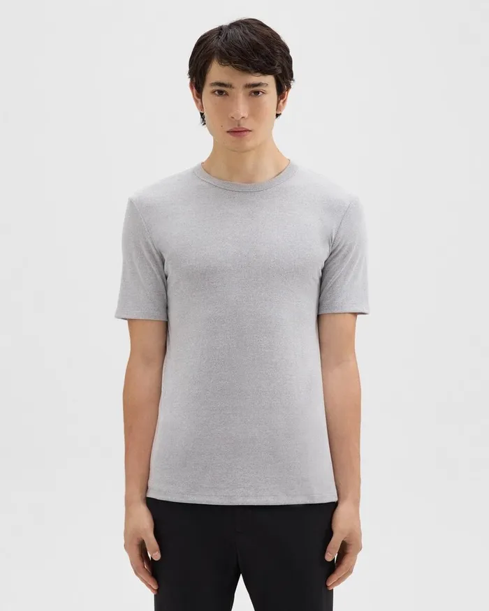 Men TShirts Polos Theory Essential Tee In Anemone Modal Jersey Grey Multi
