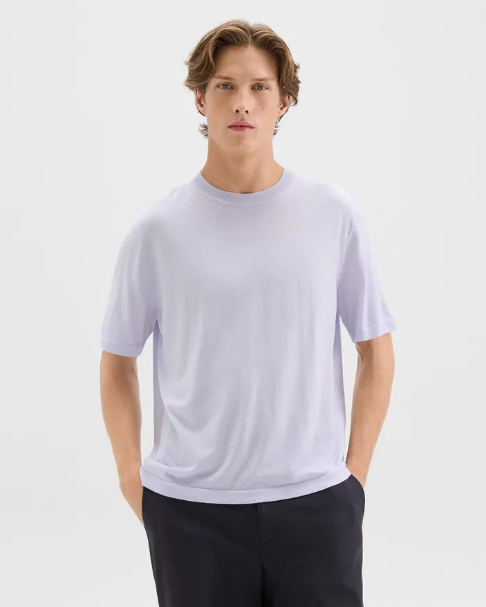 Men TShirts Polos Theory Relaxed Tee In Regal Wool New Ice