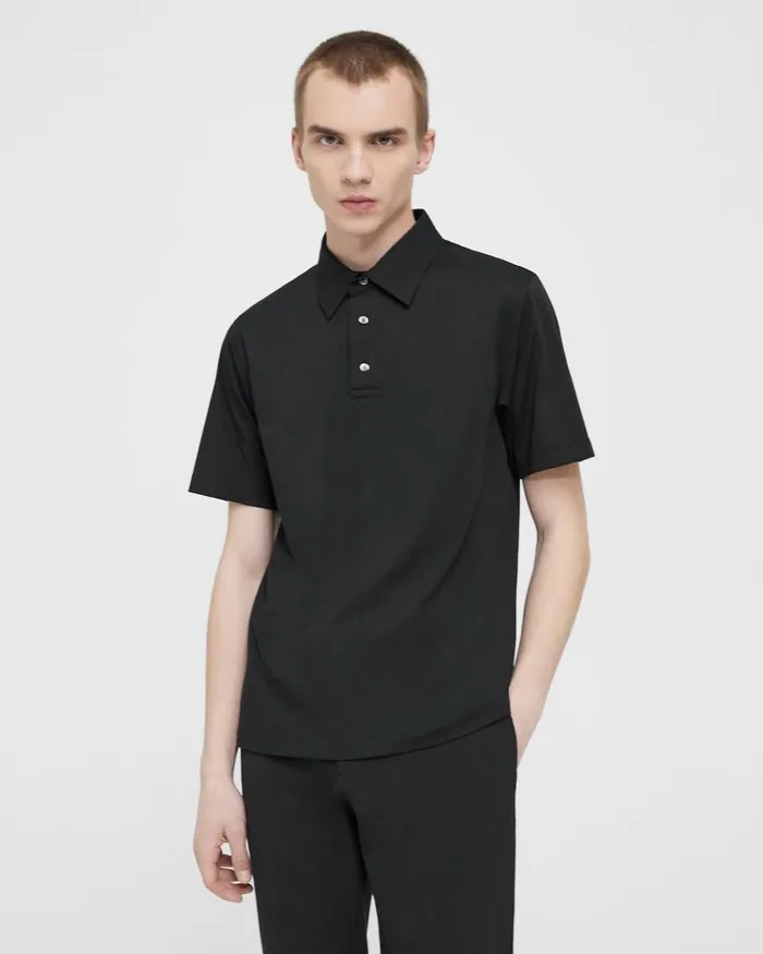 Men TShirts Polos Theory Ronan Polo Shirt In Structure Knit Black