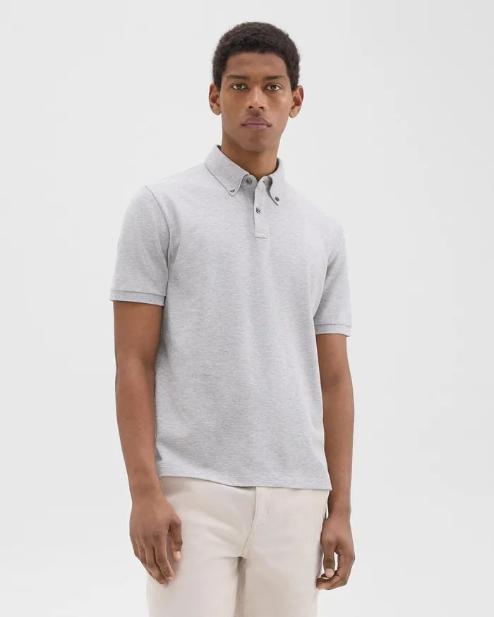 Men TShirts Polos Theory Tailored Polo Shirt In Function Piqueacute Vapor Melange