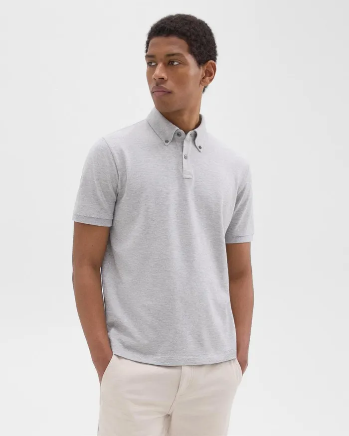 Men TShirts Polos Theory Tailored Polo Shirt In Function Piqueacute Vapor Melange