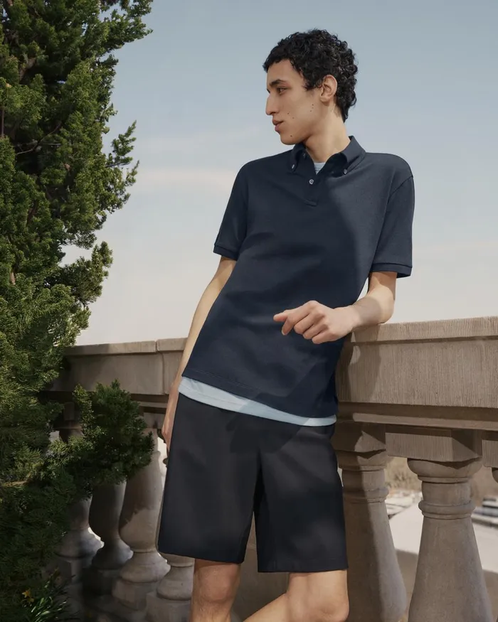 Men TShirts Polos Theory Tailored Polo Shirt In Function Piqueacute Vapor Melange