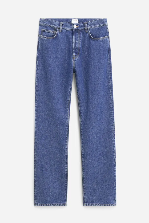 Men Tapered Cropped Jeans Washed Mid Blue Filippa K Jeans