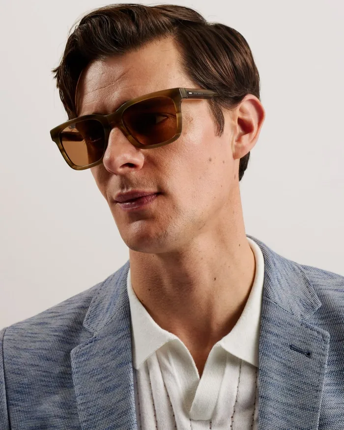 Men TOMMIIE 8211 Gradient Square Frame Thick Sunglasses Khaki Ted Baker Sunglasses