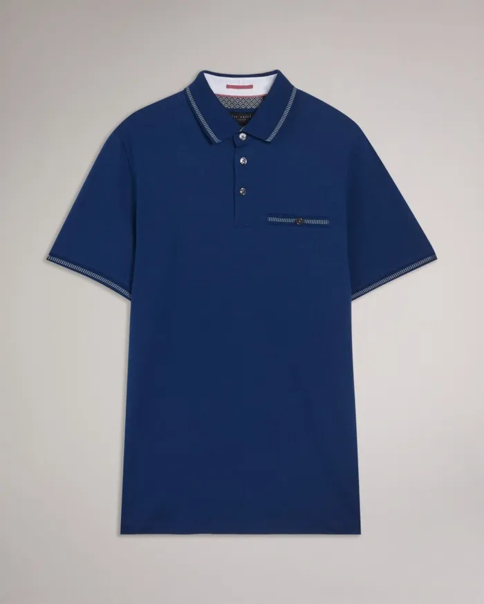 Men TORTILA 8211 Polo Shirt With Striped Details Dark Blue Ted Baker Tops