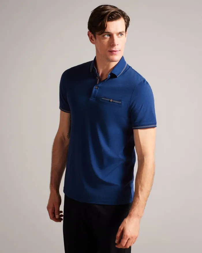 Men TORTILA 8211 Polo Shirt With Striped Details Dark Blue Ted Baker Tops