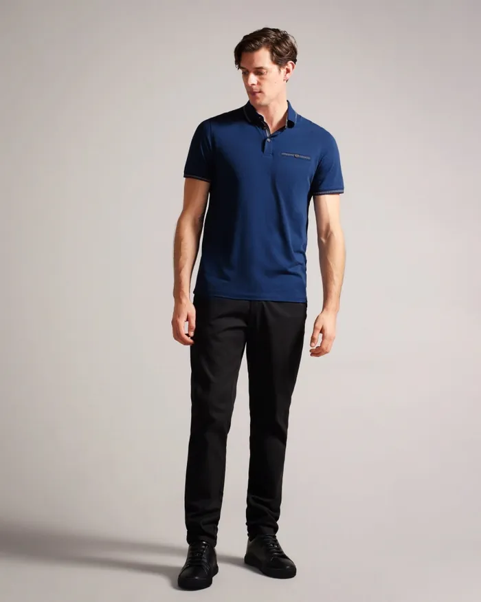 Men TORTILA 8211 Polo Shirt With Striped Details Dark Blue Ted Baker Tops