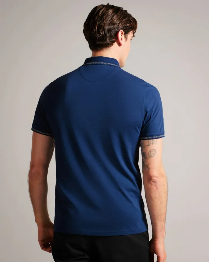Men TORTILA 8211 Polo Shirt With Striped Details Dark Blue Ted Baker Tops