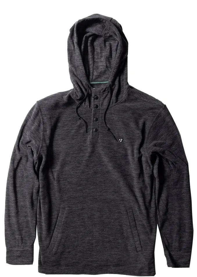 Men Vissla EcoZy Hooded Popover Graphite Fleece and Hoodies