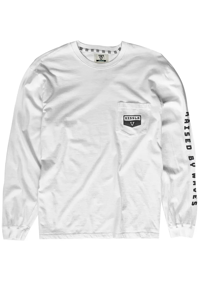 Men Vissla Wavy Ls Pkt Tee White Long Sleeve Tees Men Vissla Wavy Ls Pkt Tee White Long Sleeve Tees