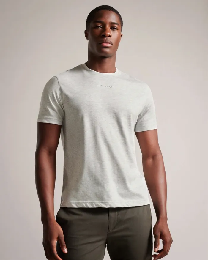Men WILKIN 8211 Short Sleeve Branded TShirt Greymarl Ted Baker Tops