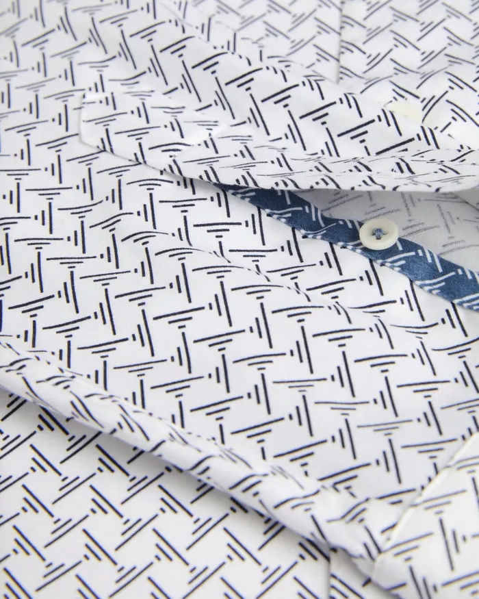 Men WILLUW 8211 Long Sleeve Geometric Print Shirt White Ted Baker Shirts Men WILLUW 8211 Long Sleeve Geometric Print Shirt White Ted Baker Shirts