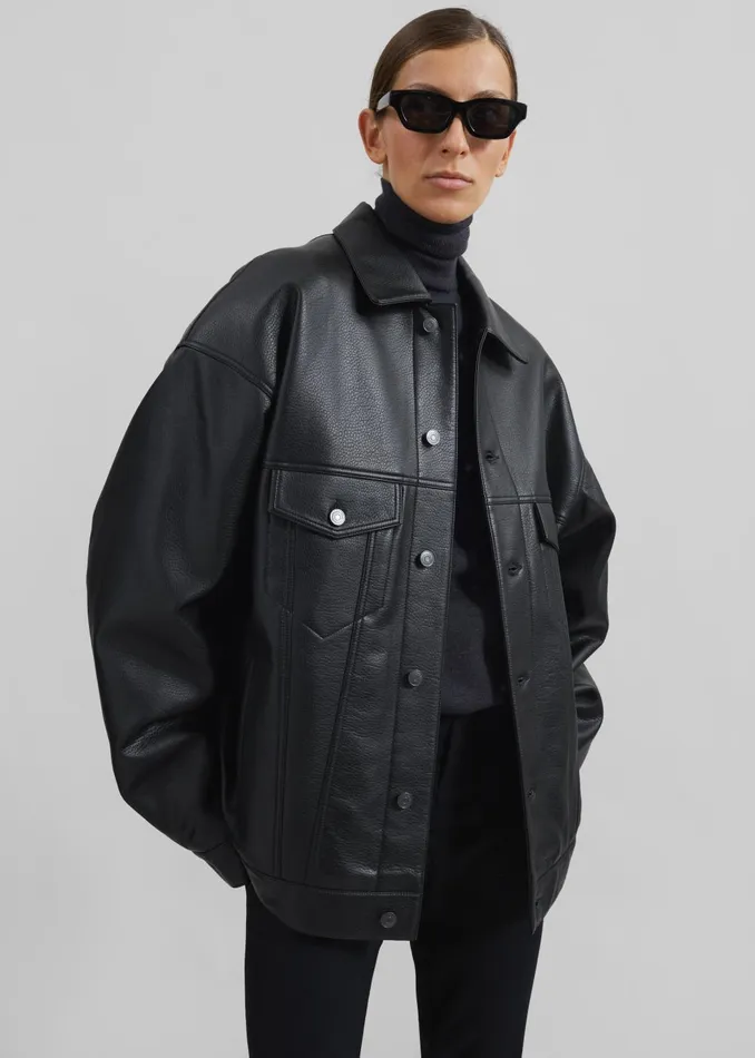 MenWomen Conan Faux Leather Jacket 8211 Black The Frankie Shop Outerwear