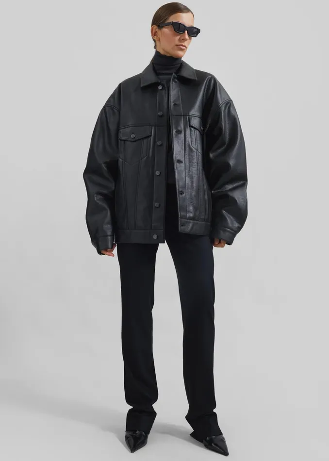 MenWomen Conan Faux Leather Jacket 8211 Black The Frankie Shop Outerwear