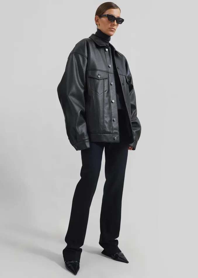 MenWomen Conan Faux Leather Jacket 8211 Black The Frankie Shop Outerwear