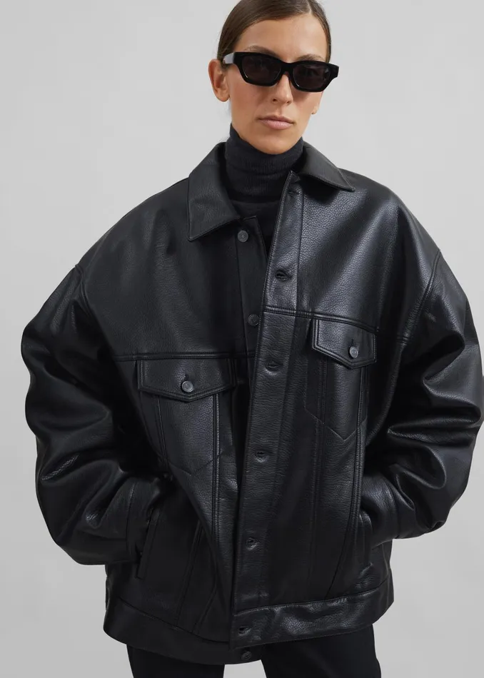 MenWomen Conan Faux Leather Jacket 8211 Black The Frankie Shop Outerwear