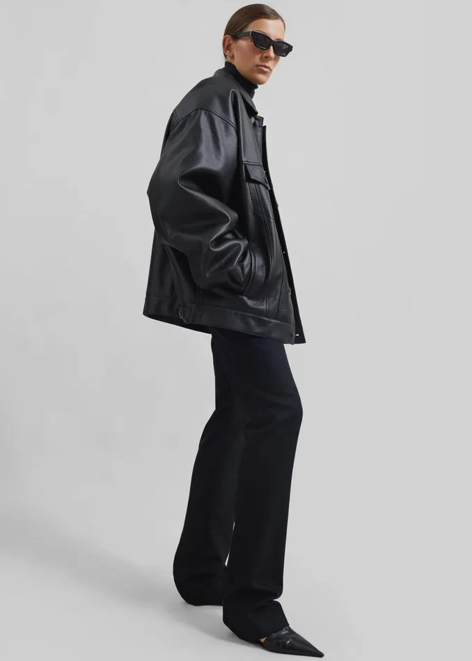 MenWomen Conan Faux Leather Jacket 8211 Black The Frankie Shop Outerwear