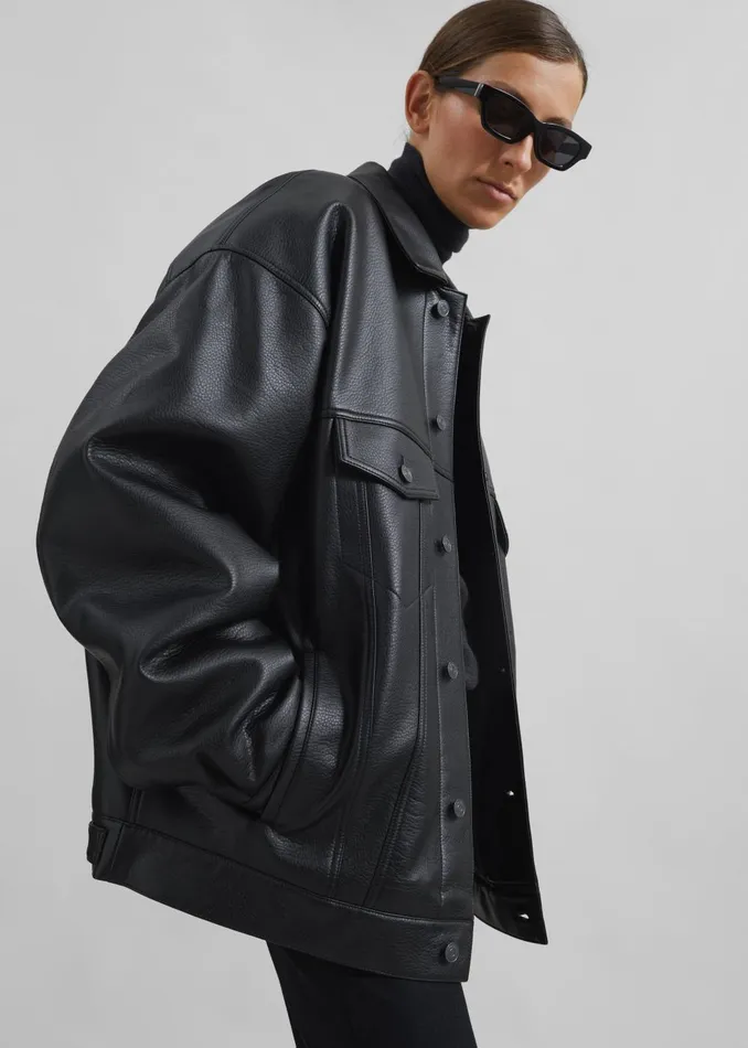 MenWomen Conan Faux Leather Jacket 8211 Black The Frankie Shop Outerwear