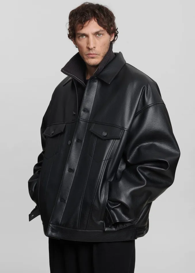 MenWomen Conan Faux Leather Jacket 8211 Black The Frankie Shop Outerwear